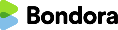 Aktsiaselts Bondora logo. Roheline ja sinine kolmnurk ja paremal kiri Bondora.