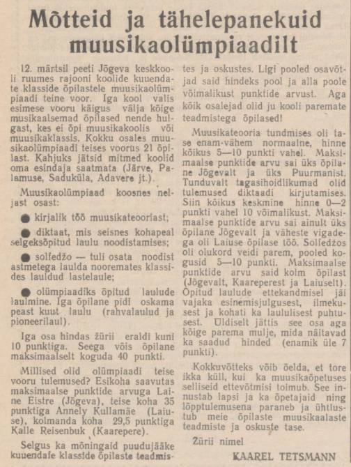 Punalipp : EKP Jõgeva Rajoonikomitee ja Jõgeva Rajooni RSN häälekandja, nr. 34, 20 märts 1976