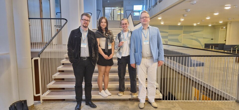 Eesti võistkond 32. rahvusvahelisel filosoofiaolümpiaadil: Mats Volberg, Doris Märss, Timofey Goshka ja Leo Luks
