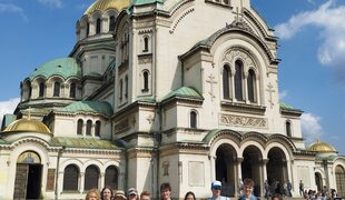 Eesti ja Soome võistkonnad Sofia kesklinnas