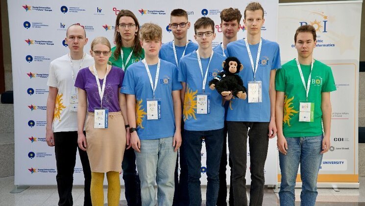Eesti võistkond koos mentoritega. Baltimaade informaatikaolümpiaad (BOI) Poolas Toruńis, 24.–29. aprill 2025